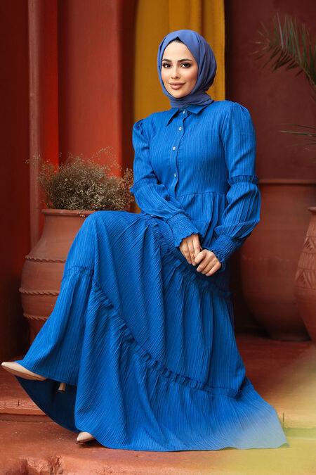 İndigo Blue Modest Long Dress 4421IM